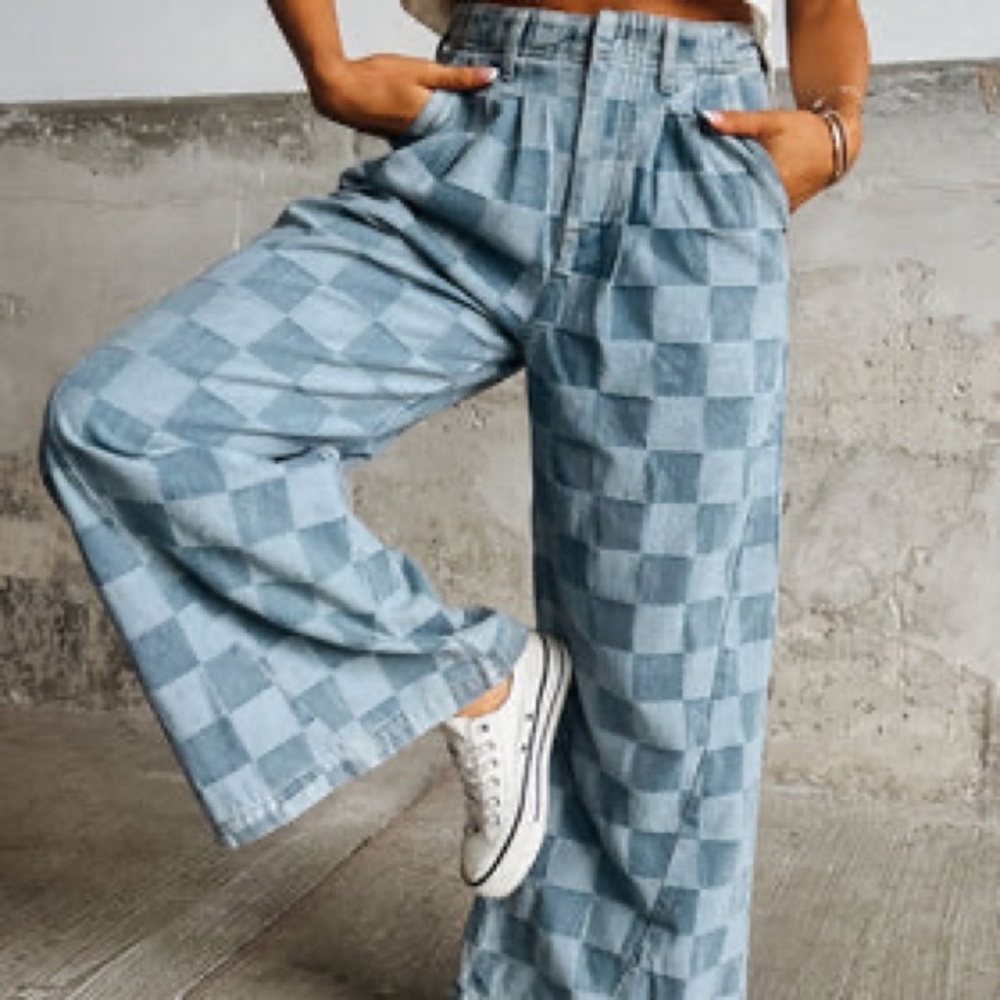 Bibi | Remy Checkered Denim Pants - Picture 3 of 4